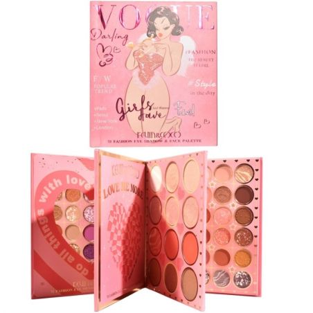 Paleta de Farduri Kevin&Coco, 72 culori, Stil Carte, 3 Straturi, Pudra Compacta, Clasic, Fara Sulfati, 14 x 14 cm, 90 g, multico