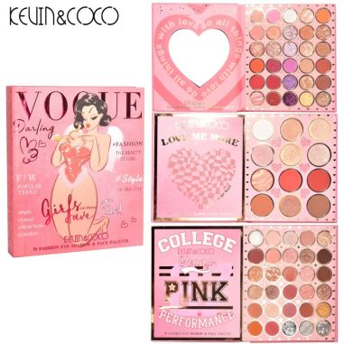 Paleta de Farduri Kevin&Coco, 72 culori, Stil Carte, 3 Straturi, Pudra Compacta, Clasic, Fara Sulfati, 14 x 14 cm, 90 g, multico