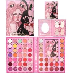 Set farduri 2 in 1 Kevin&Coco, paleta 62 nuante, mini paleta iluminator tip carte, rezistenta ridicata, 22 x 17 cm, 430 g, multi