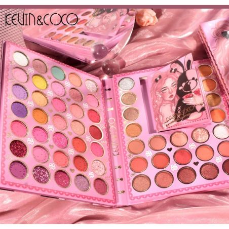 Set farduri 2 in 1 Kevin&Coco, paleta 62 nuante, mini paleta iluminator tip carte, rezistenta ridicata, 22 x 17 cm, 430 g, multi