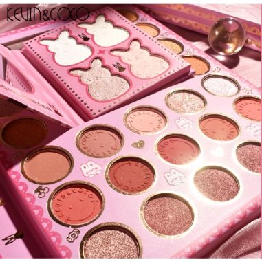 Set farduri 2 in 1 Kevin&Coco, paleta 62 nuante, mini paleta iluminator tip carte, rezistenta ridicata, 22 x 17 cm, 430 g, multi