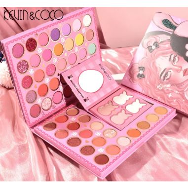 Set farduri 2 in 1 Kevin&Coco, paleta 62 nuante, mini paleta iluminator tip carte, rezistenta ridicata, 22 x 17 cm, 430 g, multi