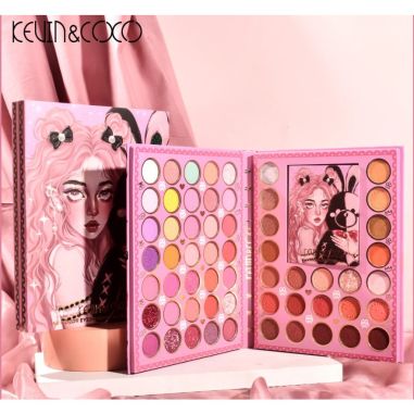 Set farduri 2 in 1 Kevin&Coco, paleta 62 nuante, mini paleta iluminator tip carte, rezistenta ridicata, 22 x 17 cm, 430 g, multi