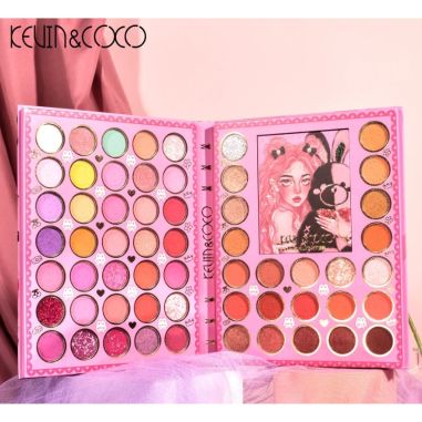 Set farduri 2 in 1 Kevin&Coco, paleta 62 nuante, mini paleta iluminator tip carte, rezistenta ridicata, 22 x 17 cm, 430 g, multi