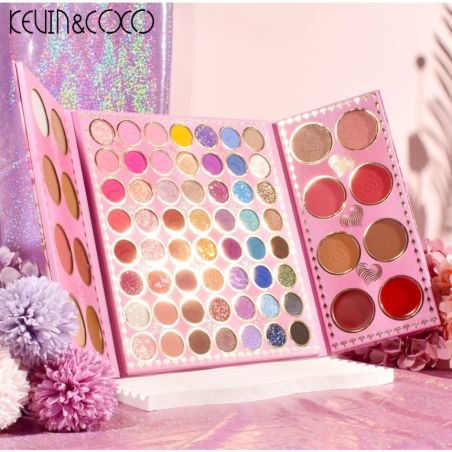 Paleta de farduri Kevin&Coco, 72 de culori, stil pliabil, conturing, iluminator, blush incluse, dreptunghiulara, 22 x 24.5 cm, 4