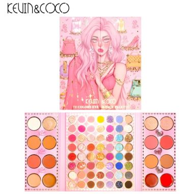 Paleta de farduri Kevin&Coco, 72 de culori, stil pliabil, conturing, iluminator, blush incluse, dreptunghiulara, 22 x 24.5 cm, 4