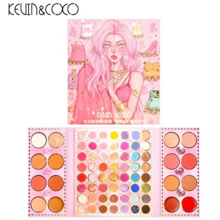 Paleta de farduri Kevin&Coco, 72 de culori, stil pliabil, conturing, iluminator, blush incluse, dreptunghiulara, 22 x 24.5 cm, 4