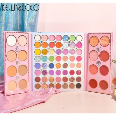 Paleta de farduri Kevin&Coco, 72 de culori, stil pliabil, conturing, iluminator, blush incluse, dreptunghiulara, 22 x 24.5 cm, 4