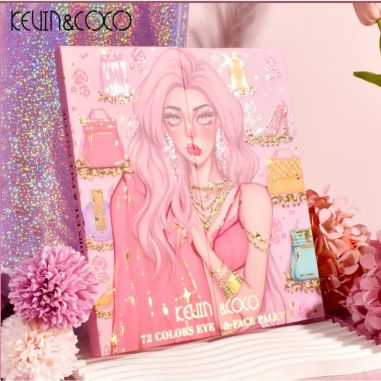Paleta de farduri Kevin&Coco, 72 de culori, stil pliabil, conturing, iluminator, blush incluse, dreptunghiulara, 22 x 24.5 cm, 4