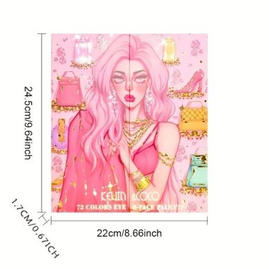 Paleta de farduri Kevin&Coco, 72 de culori, stil pliabil, conturing, iluminator, blush incluse, dreptunghiulara, 22 x 24.5 cm, 4