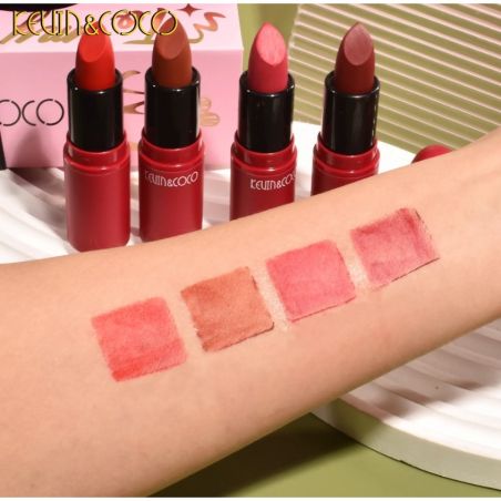 Set cosmetice Kevin&Coco, 4 Lip gloss, paleta farduri 40 culori nuante nude / rose, cutie cadou, Fara Sulfati, Pudra Compacta, C