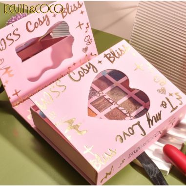 Set cosmetice Kevin&Coco, 4 Lip gloss, paleta farduri 40 culori nuante nude / rose, cutie cadou, Fara Sulfati, Pudra Compacta, C