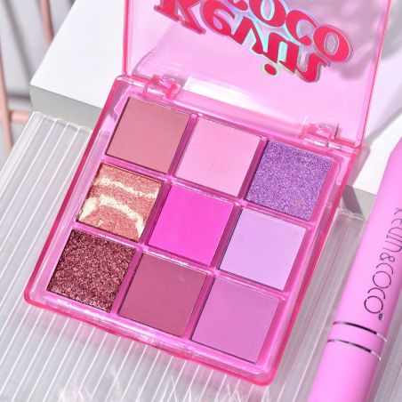 Set 3 Produse de Machiaj, KEVIN &amp; COCO, Pink Ice Star, 9 culori, 15.5 x 13 x 3.4 cm