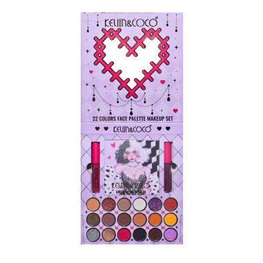 Set 4 Produse de Machiaj, KEVIN &amp; COCO, Black-White Witch, 22 culori, 19.7 x 21.2 x 2.5 cm