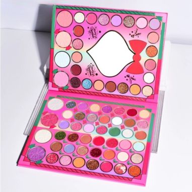 Set de Machiaj Kevin&Coco, 72 de Culori, Paleta de Farduri, Iluminatoare, Blush, Model Christmas Babe, Oglinda Glob, 25.5x20x1.7