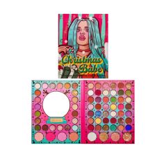 Set de Machiaj Kevin&Coco, 72 de Culori, Paleta de Farduri, Iluminatoare, Blush, Model Christmas Babe, Oglinda Rotunda, 25.5x20x