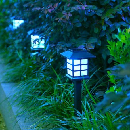 Lampa solara Led pentru gradina, Tip felinar, Flippy, Albastru