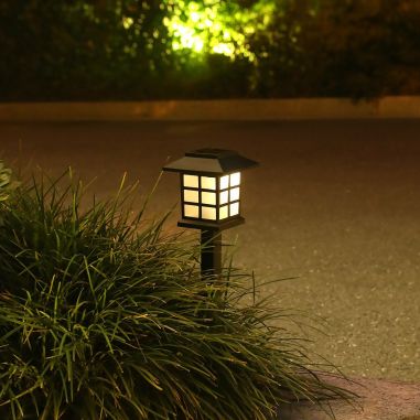 Lampa solara Led pentru gradina, Tip felinar, Flippy, Alb cald