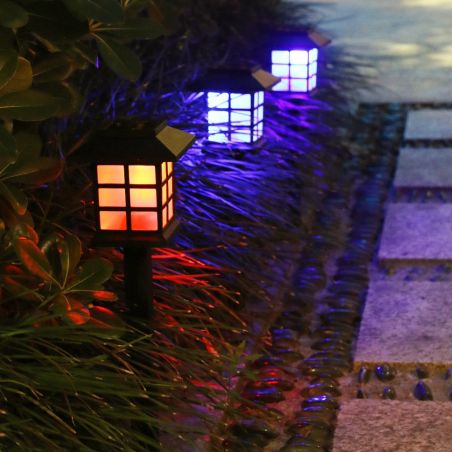Lampa solara Led pentru gradina, Tip felinar, Flippy, Multicolor