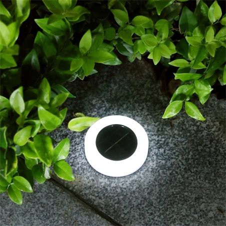 Lampa solara LED, sub forma de cerc, pentru gazon sau gradina, Rezistenta la apa, Flippy, Alb rece