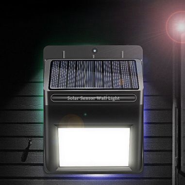 Lampa cu incarcare solara si senzor de miscare pentru exterior, 64 LED cu distanta de inductie, montaj pe perete, fara cabluri, 