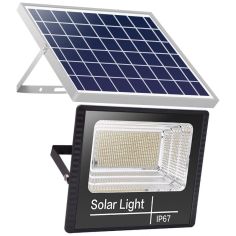 Proiector LED/Lampa solara de exterior Flippy, 15 cm x 12 cm, Rezistent la Apa IP67, cu Panou Solar, 100 LED SMD, 30W, Senzor de