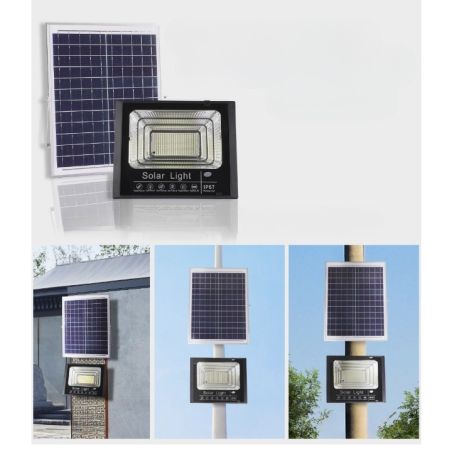 Proiector LED/Lampa solara de exterior Flippy, 20 cm x 25 cm, Rezistent la Apa IP67, cu Panou Solar, 220 LED SMD, 100W, Senzor d