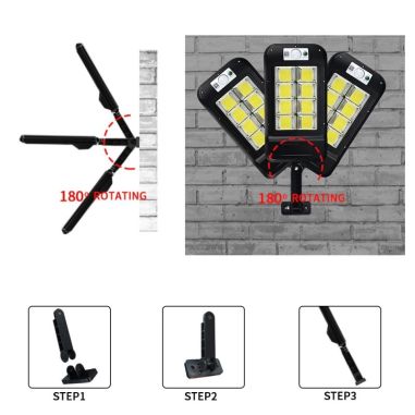 Lampa Solara De Exterior LED Flippy, 36 cm x 11.5 cm, kit montare inclus, 2880 Lumeni 120 COB LED 24 W - echivalent 192 W bec in