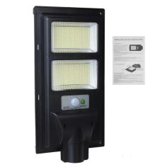 Lampa solara stradala Flippy, cu suport de prindere si telecomanda, senzor de miscare si lumina, 96 LED-uri, IP65, ABS, 5AH, 100