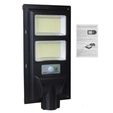 Lampa solara stradala Flippy, cu suport de prindere si telecomanda, senzor de miscare si lumina, 96 LED-uri, IP65, ABS, 5AH, 100
