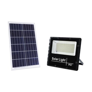 Proiector LED SMD 65W cu incarcare solara Flippy, panou solar, cu telecomanda, suport prindere, material ABS, 3AH, 114 LED-uri, 