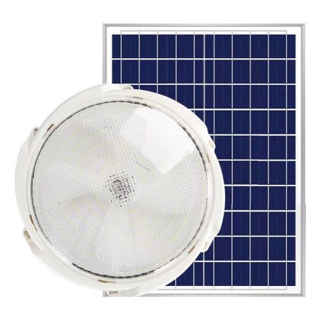 Plafoniera solara Flippy, 500 W, diametru 360 MM, cu telecomanda, 6V/15W, Clasa A, 418 LED-uri, Lungime prelungitor 4.6 m, alb r