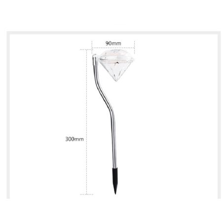 Lampa solara LED tip Diamant pentru gradina Flippy, inaltime 30 cm, 2V, ABS, 600mAh, alb cald