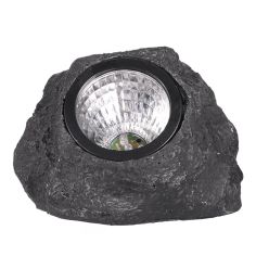 Lampa solara LED decorativa pentru gradina Flippy, imitatie piatra, lumina puternica 4 LED-uri, 12 x 15 cm, material ABS, bateri