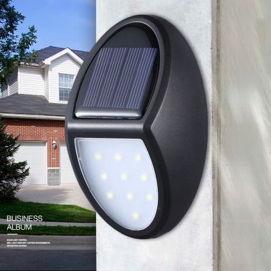 Aplica solara LED pentru perete Flippy, in forma ovala, 10 LED-uri, lumina puternica, IP65, 12 x 7.5 cm, 1.2 V, 300 mAh, autonom