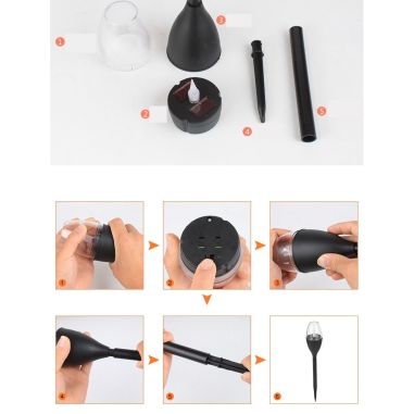 Lampa solara LED tip pahar de vin pentru gradina Flippy, inaltime 37.5 cm, efect de flacara, material PVC si ABS, 2V, 200mAh, al