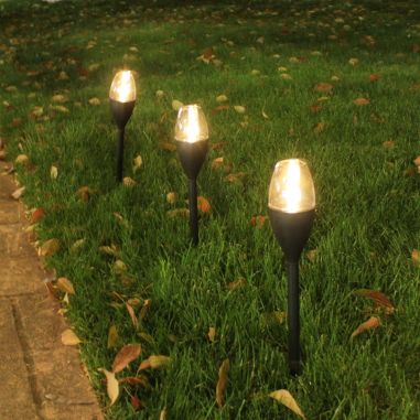 Lampa solara LED tip pahar de vin pentru gradina Flippy, inaltime 37.5 cm, efect de flacara, material PVC si ABS, 2V, 200mAh, al