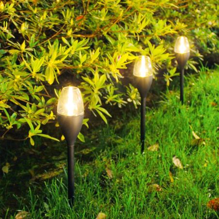 Lampa solara LED tip pahar de vin pentru gradina Flippy, inaltime 37.5 cm, efect de flacara, material PVC si ABS, 2V, 200mAh, al