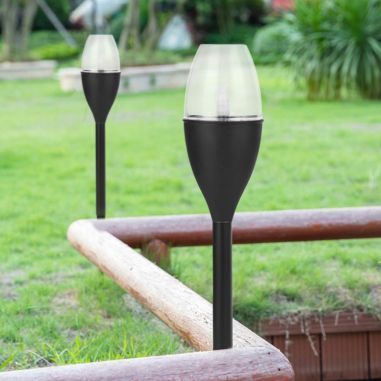 Lampa solara LED tip pahar de vin pentru gradina Flippy, inaltime 37.5 cm, efect de flacara, material PVC si ABS, 2V, 200mAh, al