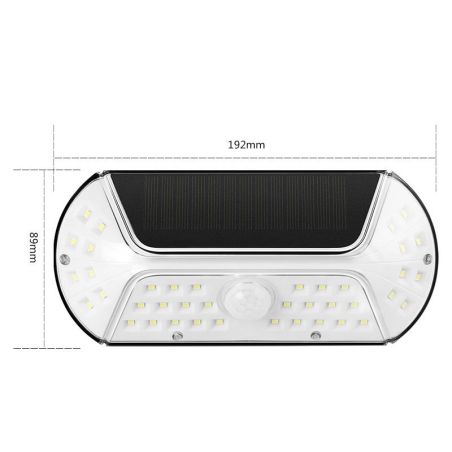 Aplica solara LED SMD pentru perete Flippy, cu senzor de miscare, dreptunghiulara, IP44, luminozitate mare 40 LED-uri, 3.7V, 120