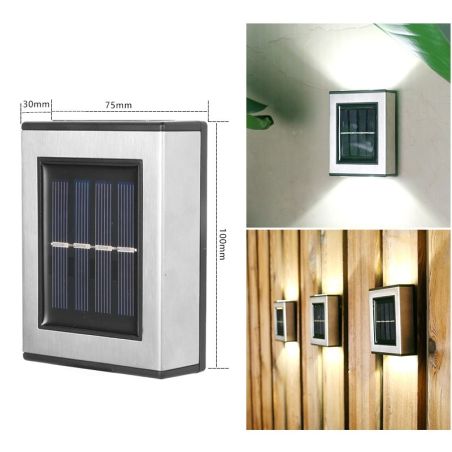 Aplica solara LED Flippy, ABS/Policarbonat, rezistenta la apa IP65, pentru trepte, borduri, terasa, 1.2V, 600mah, 10 x 7.5 x 3 c
