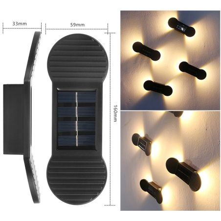 Aplica solara LED Flippy, ABS/Policarbonat, rezistenta la apa IP65, 2 LED-uri SMD, pentru perete, scari, 1.2V, 600mah, 16 x 5.9 
