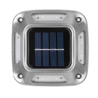 Lampa solara LED pentru gradina Flippy, 8 LED-uri, prindere de perete sau impamantare, IP65, forma patrat, material ABS si Polic
