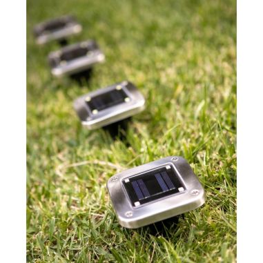 Lampa solara LED pentru gradina Flippy, 8 LED-uri, prindere de perete sau impamantare, IP65, forma patrat, material ABS si Polic