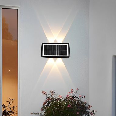 Lampa solara LED bidirectionala dreptunghiulara pentru perete Flippy, 20.5x10 cm, 6 LED-uri, 5.5V, ABS, 500mAh, rezistent la apa