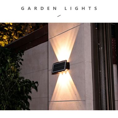 Lampa solara LED bidirectionala dreptunghiulara pentru perete Flippy, 20.5x10 cm, 6 LED-uri, 5.5V, ABS, 500mAh, rezistent la apa