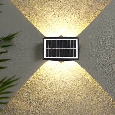 Lampa solara LED bidirectionala dreptunghiulara pentru perete Flippy, 20.5x10 cm, 6 LED-uri, 5.5V, ABS, 500mAh, rezistent la apa