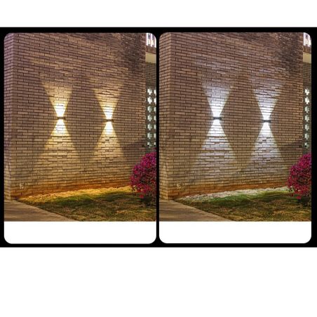 Lampa solara LED bidirectionala Flippy, cu panou ajustabil, comutator culoare lumina, pentru perete, scari, gradina, terasa, 16 