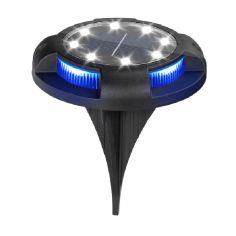 Lampa solara LED tip spot pentru gradina Flippy, cu 4 leduri laterale multicolore si 8 leduri principale alb rece, IP65, materia