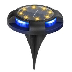 Lampa solara LED tip spot pentru gradina Flippy, cu 4 leduri laterale multicolore si 8 leduri principale alb cald, IP65, materia
